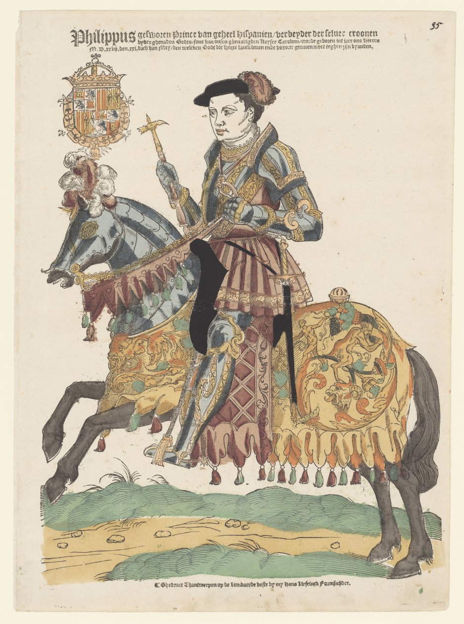 Portrait de Philippe II à cheval - Cornelis Anthonisz. (manner of)