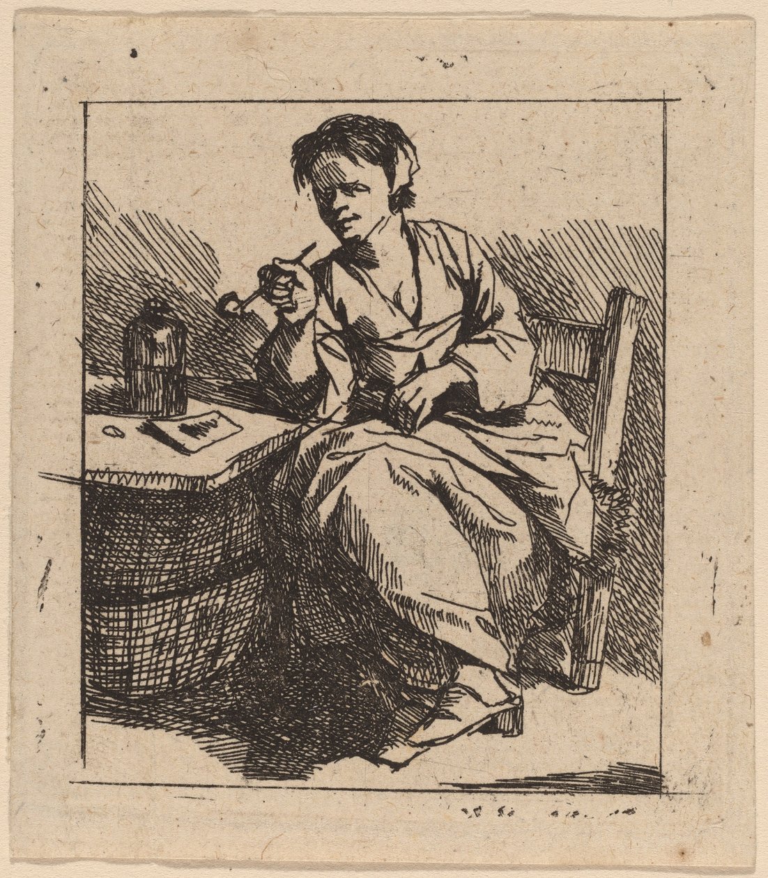 Une femme fumant - Cornelis Pietersz Bega
