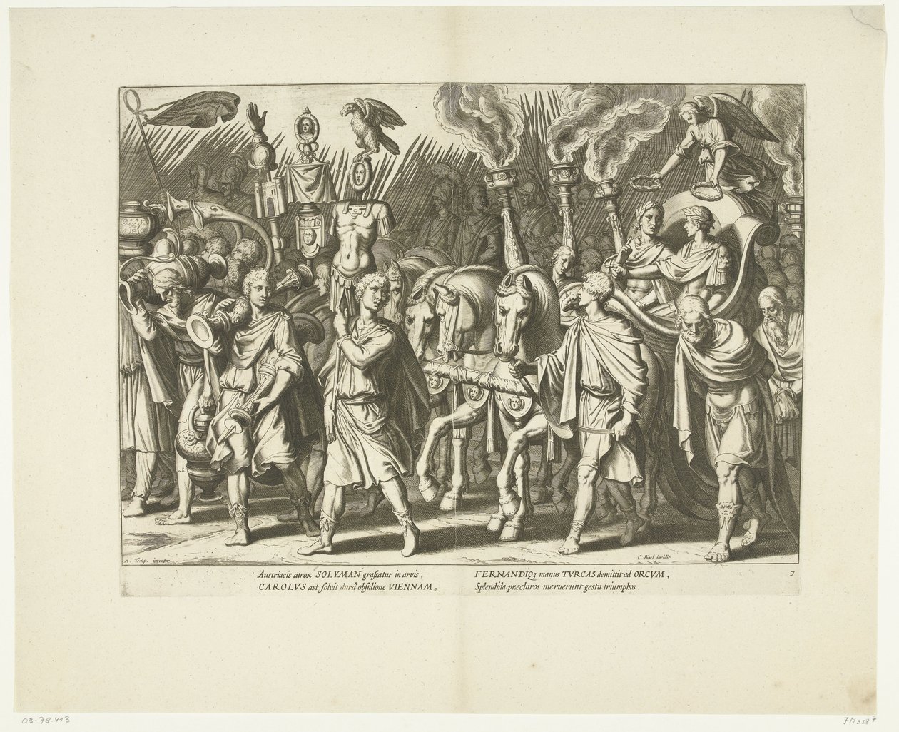 Char de triomphe de Charles V et Ferdinand, après la libération de Vienne des Turcs, vers 1532, n° 7 Scènes de la vie de Charles V La vie de l
