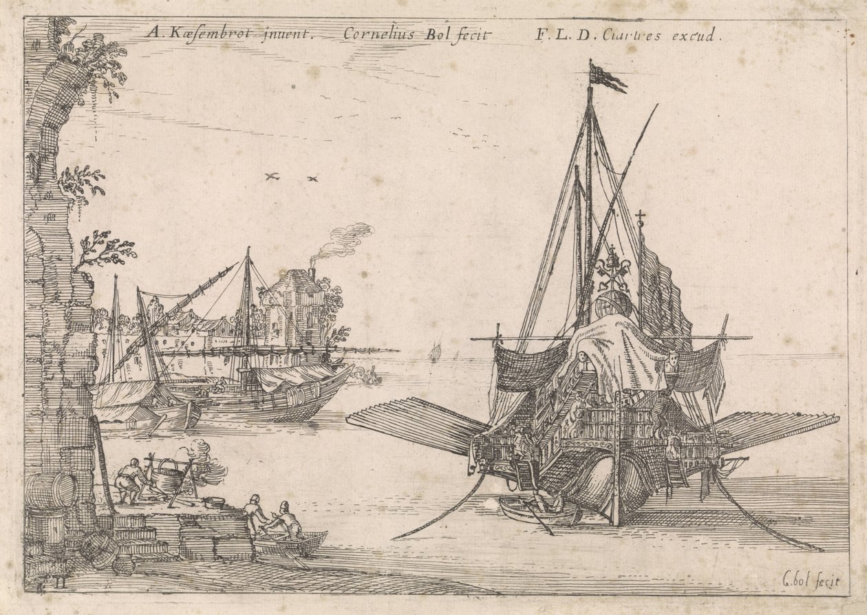 Galère ancrée dans une baie - Cornelis Bol