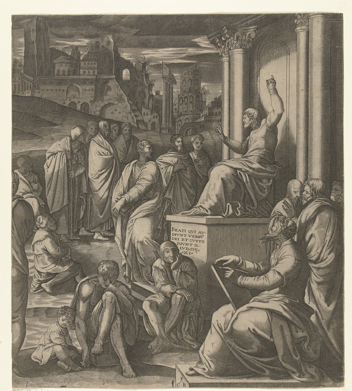 Christ prêchant au peuple - Cornelis Bos (possibly)
