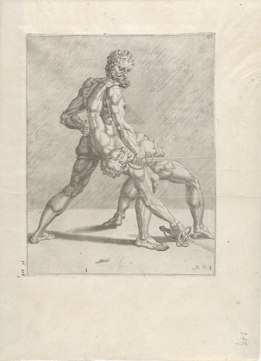 Deux escrimeurs (série Zwaardvechters) - Cornelis Bos (possibly)