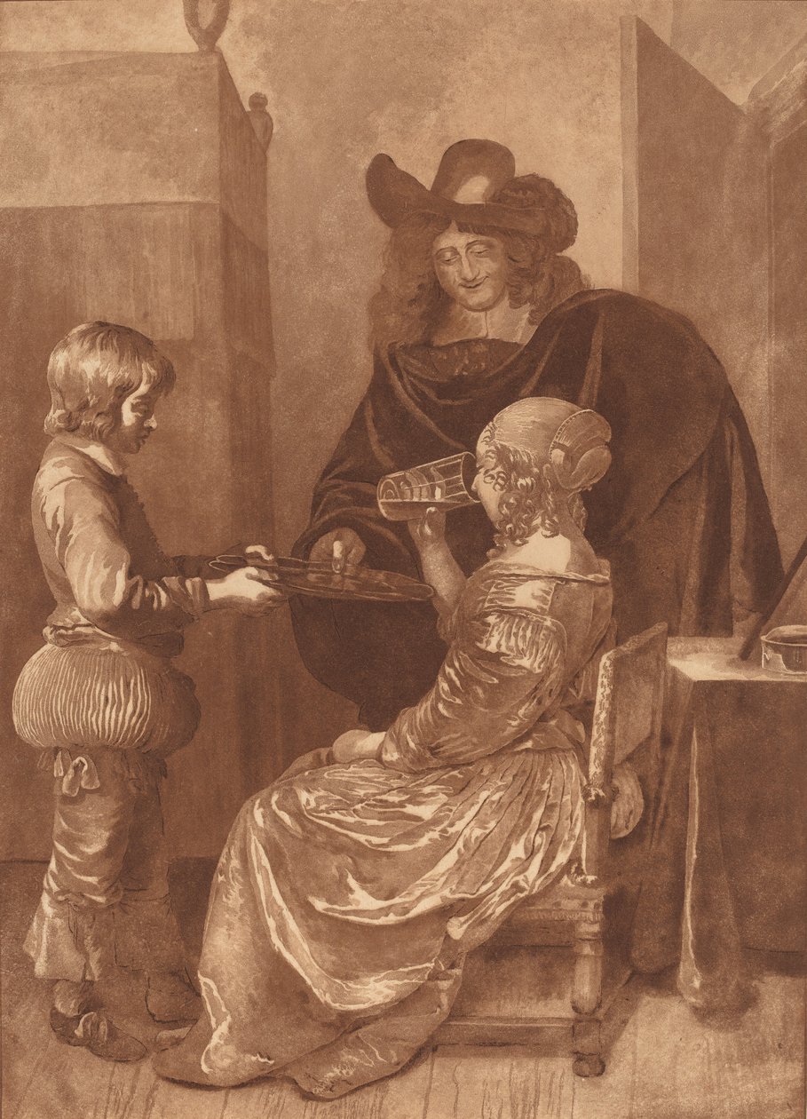 Cavalier et dame avec un page - Cornelis Brouwer