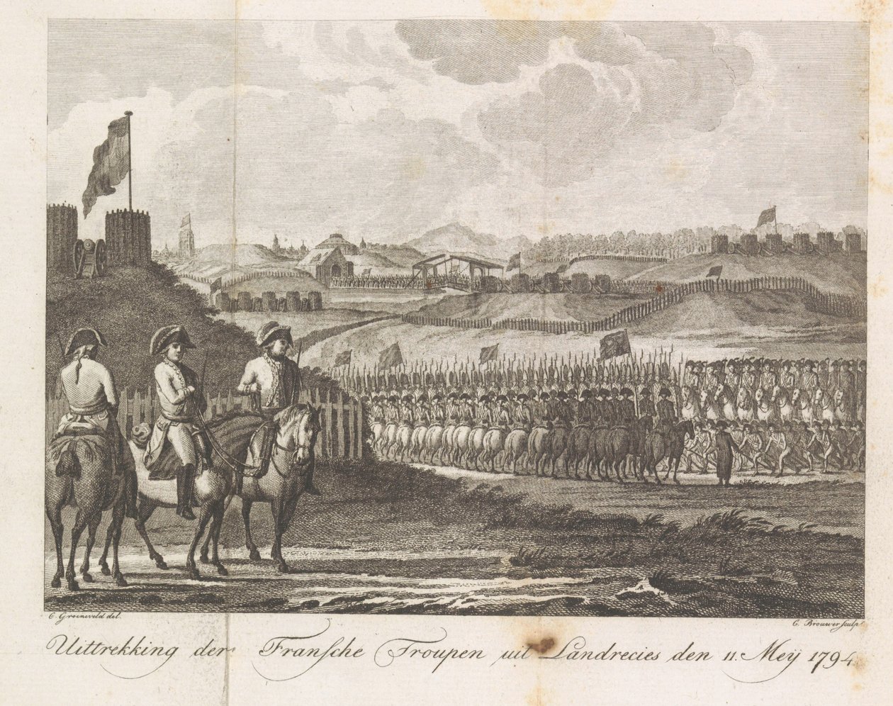 Les troupes françaises quittent Landrecy, 1794 - Cornelis Brouwer