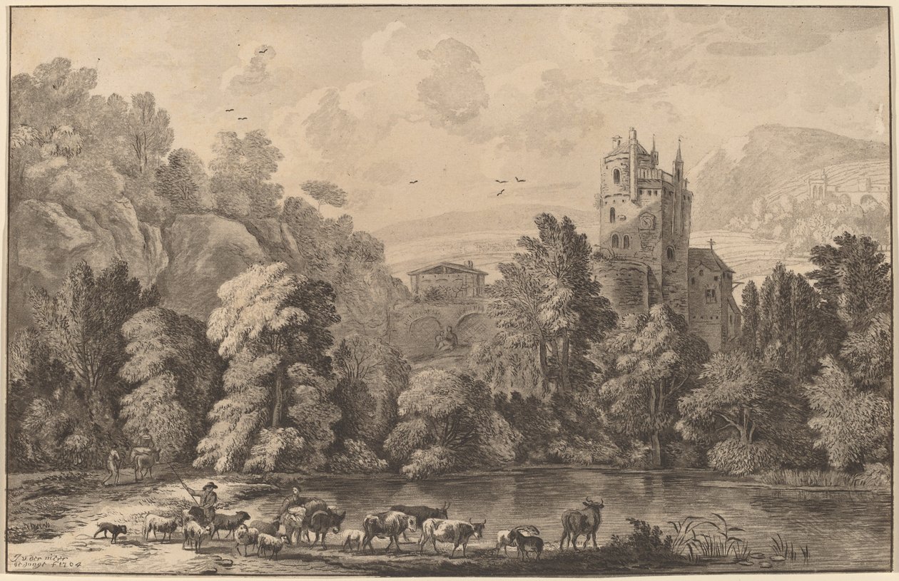 Vallée avec un vieux château, 1784, publié 1786 - Cornelis Brouwer