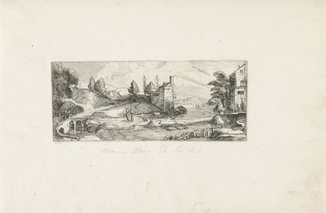 Paysage fluvial avec deux femmes sur un pont - Cornelis Claesz van Wieringen (possibly)