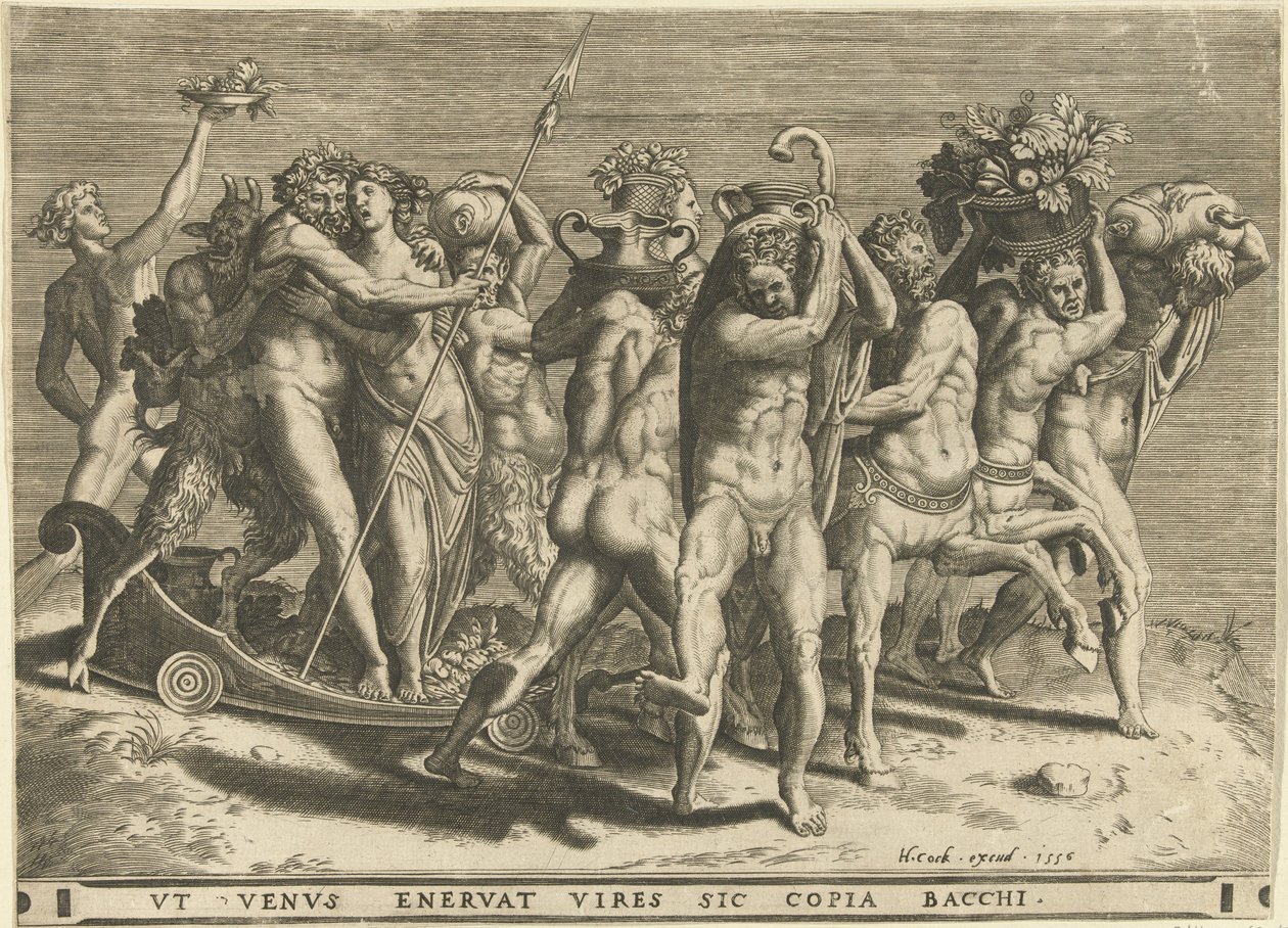 Bacchus et Vénus dans un char tiré par des centaures - Cornelis Cort (rejected attribution)