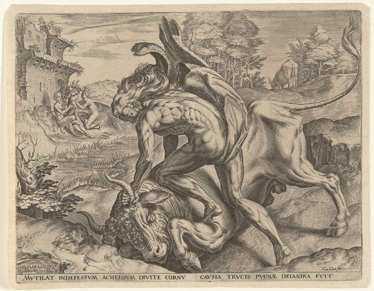 Hercule lutte avec Achélous - Cornelis Cort