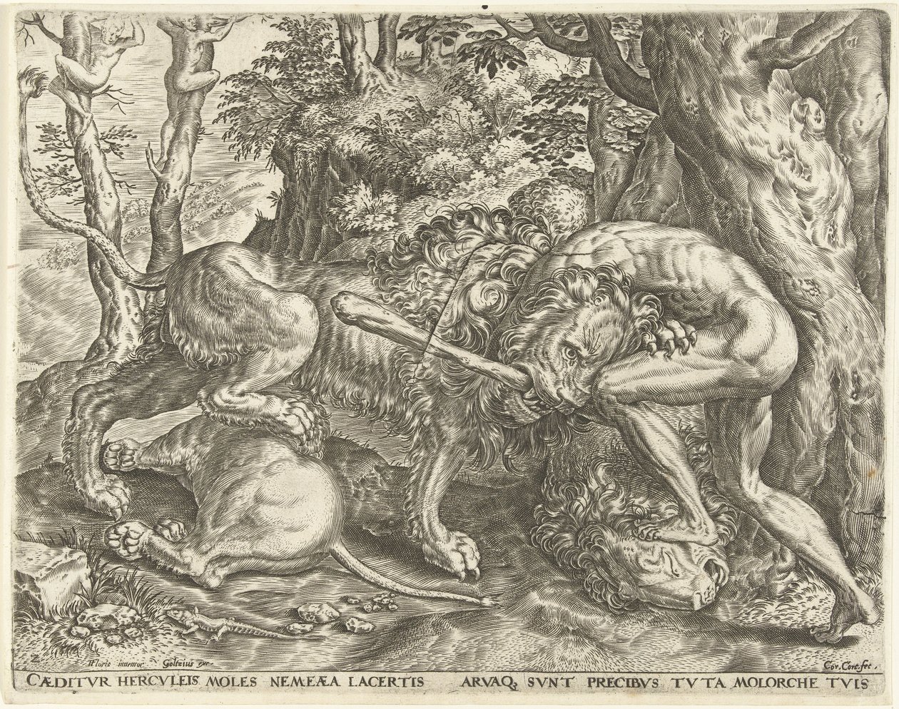 Hercule étrangle le lion de Némée (Travaux d