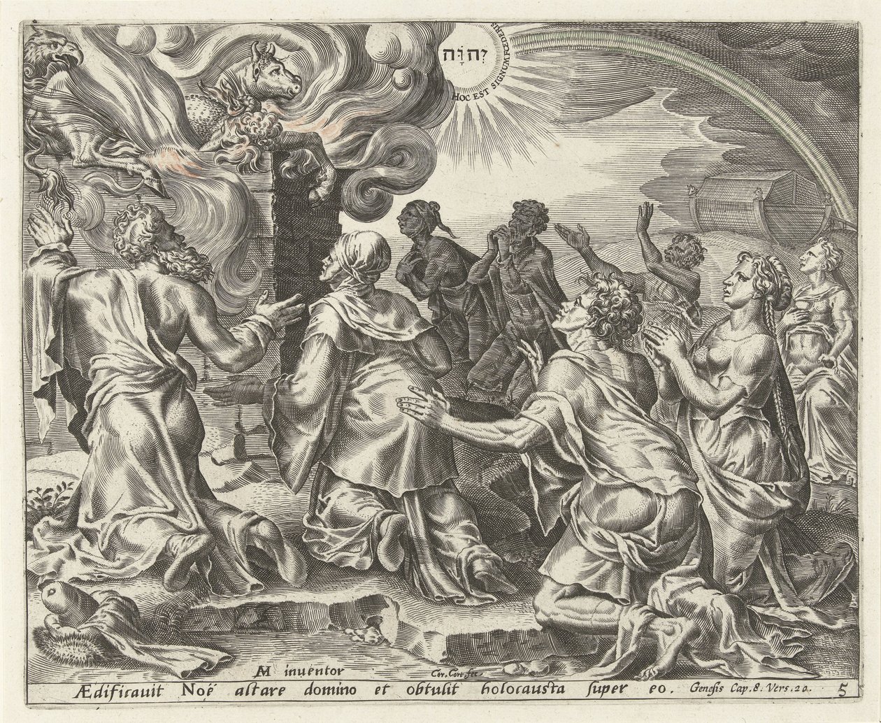 Le sacrifice de Noé (Geschiedenis van Noach) - Cornelis Cort