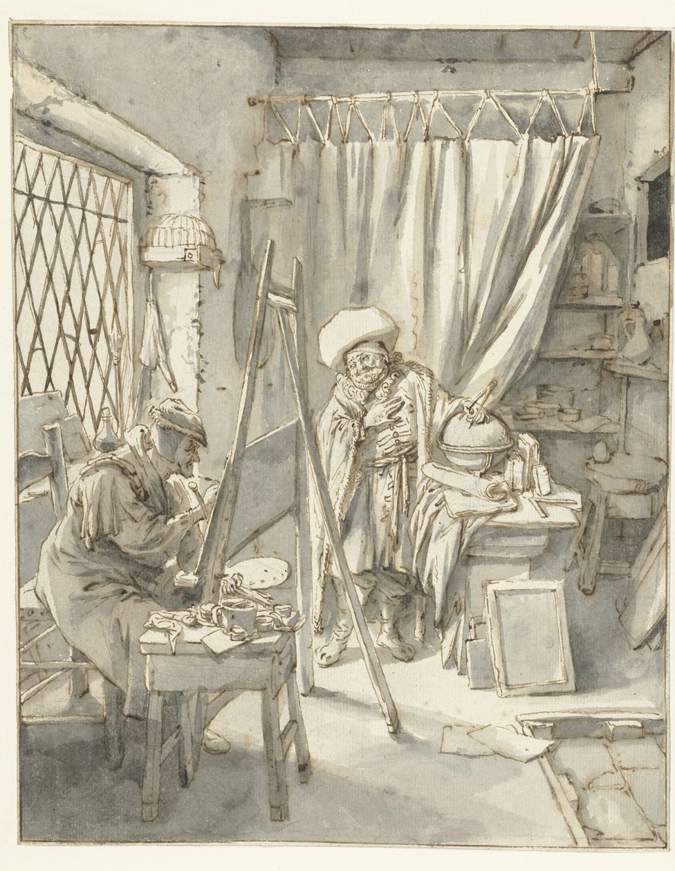 Un artiste avec un modèle dans son atelier - Cornelis Dusart
