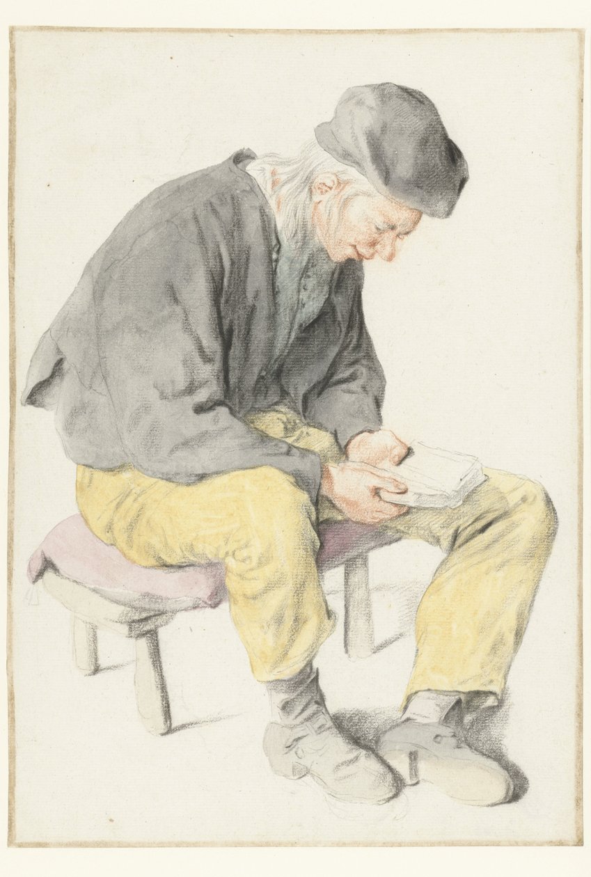 Homme assis lisant, tourné vers la droite - Cornelis Dusart