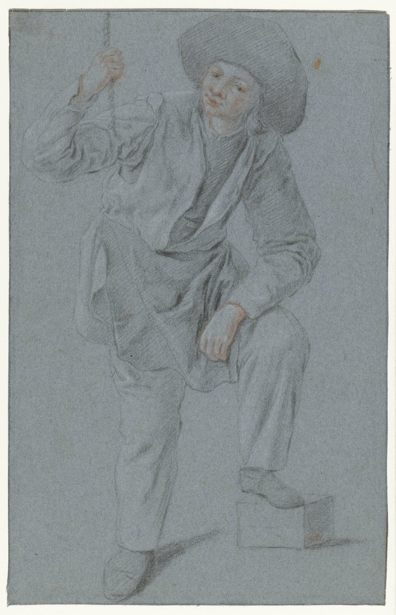 Garçon debout tirant sur une corde - Cornelis Dusart
