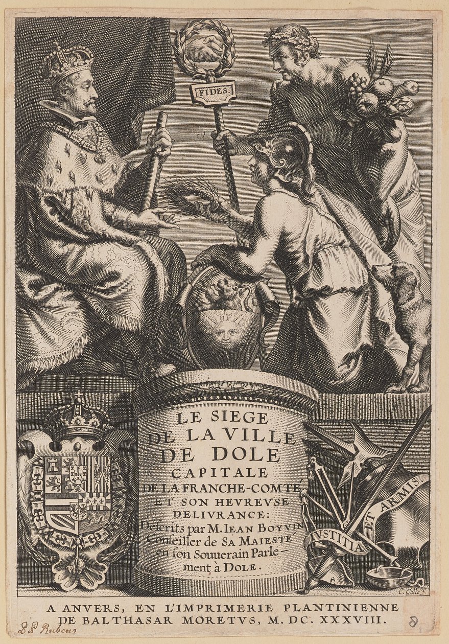 Page de titre pour Jean Boyvin, Le Siège de la Ville de Dole - Cornelis Galle I after Erasmus Quellinus II after Sir Peter Paul Rubens