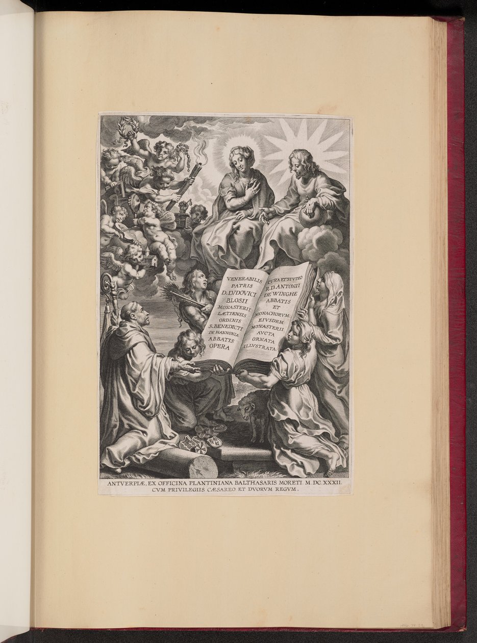 Page de titre pour Ludovicus Blosius, Opera - Cornelis Galle I after Sir Peter Paul Rubens