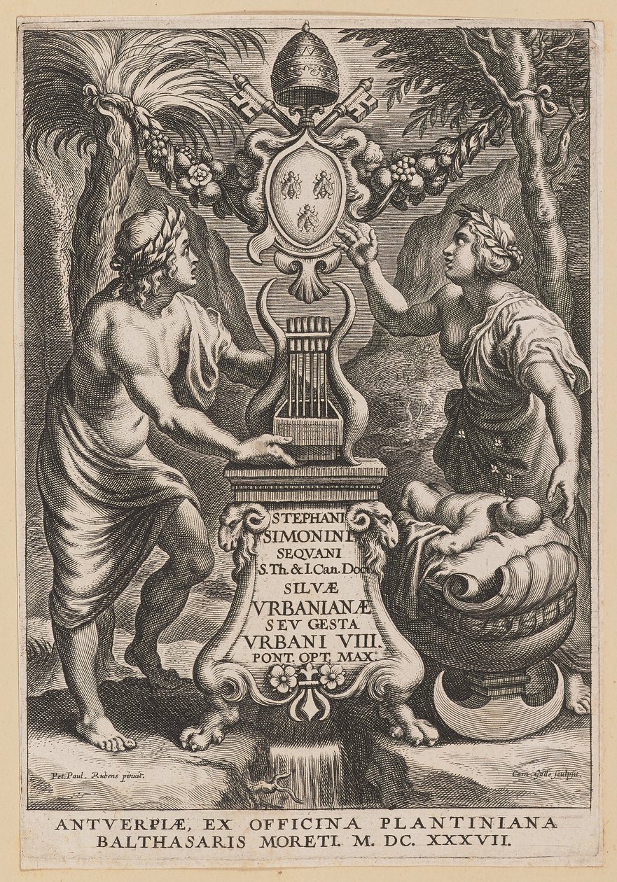 Page de titre pour Stephanus Simonini, Silvae Urbaninae - Cornelis Galle I after Sir Peter Paul Rubens