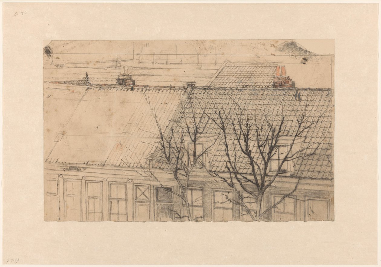Vue sur les toits de la Vondelkade (Overtoom), vers la rue Constantijn Huygens, avec vue sur le Pesthuis - Cornelis Gerardus 