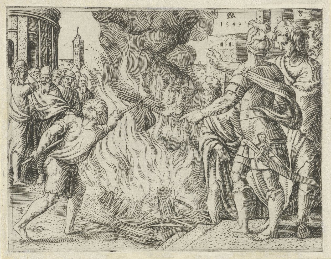 Les Philistins brûlent la femme et le beau-père de Samson - Cornelis Massijs