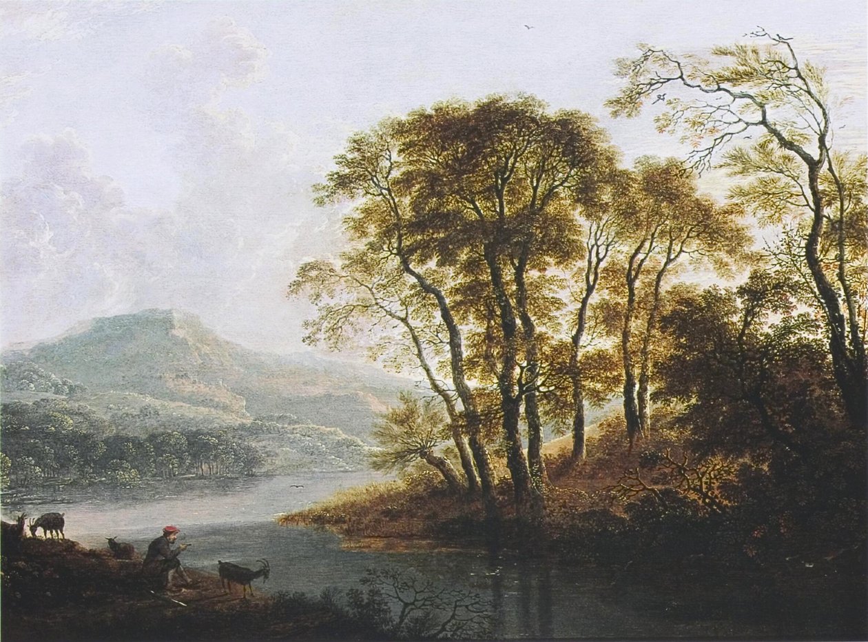 Dutch : Paysage de rivière boisée avec chevrier Paysage de rivière boisée avec chevrier - Cornelis Matthieu