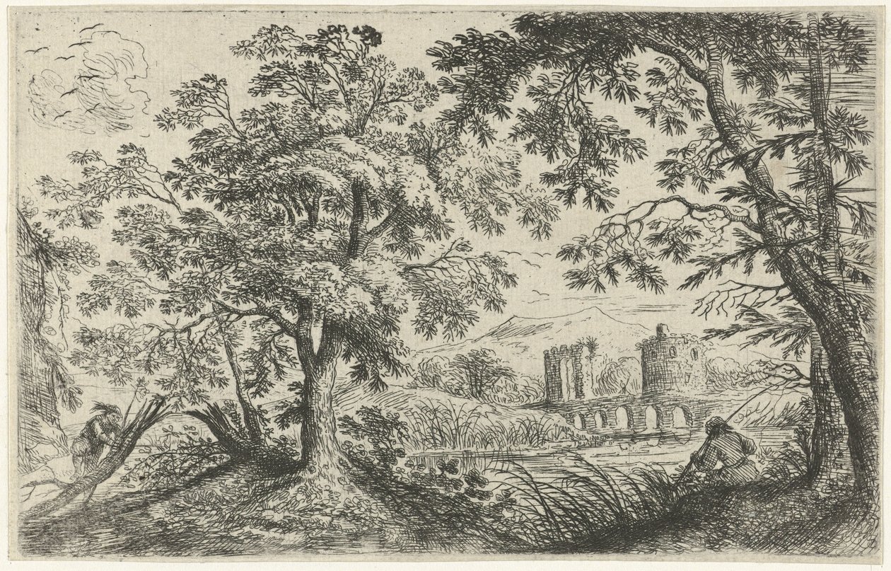 Paysage avec un pêcheur - Cornelis Matthieu