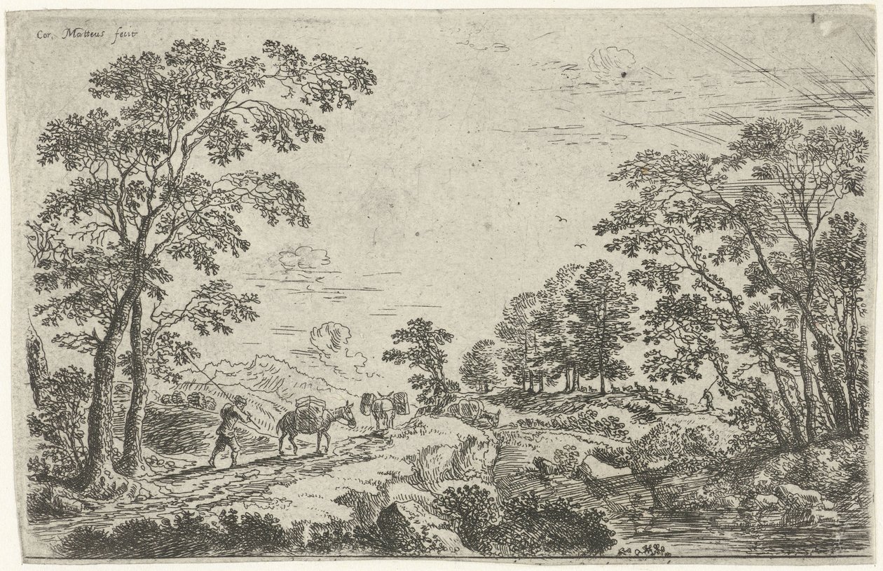 Paysage avec muletier - Cornelis Matthieu