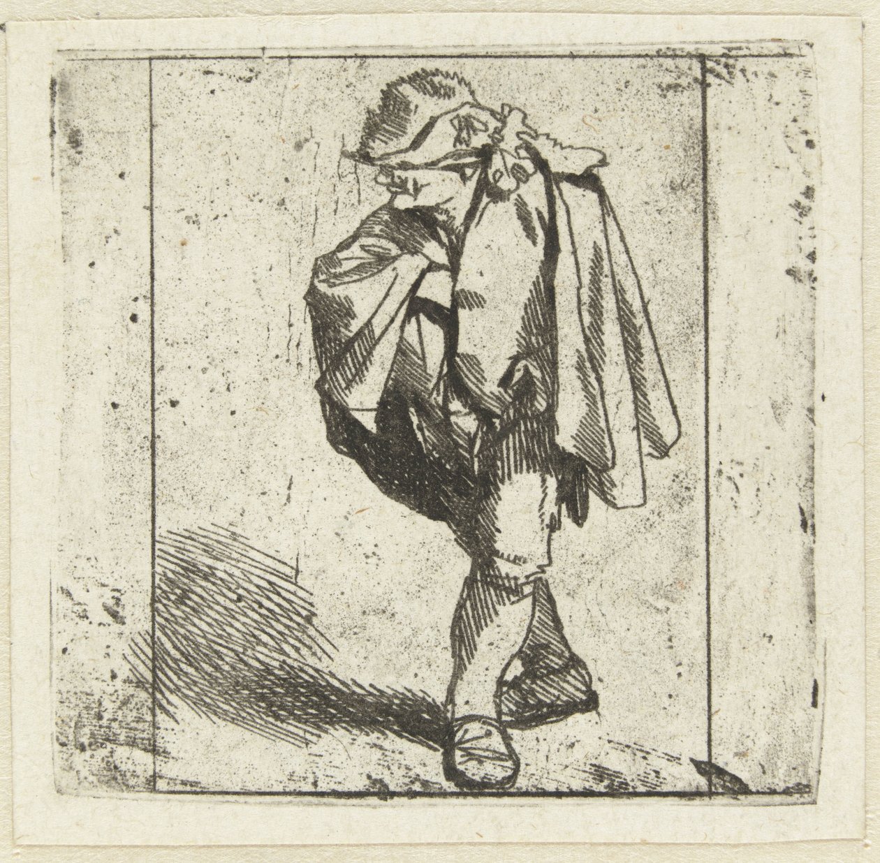 Homme debout avec la main droite sur la poitrine dans son manteau - Cornelis Pietersz. Bega