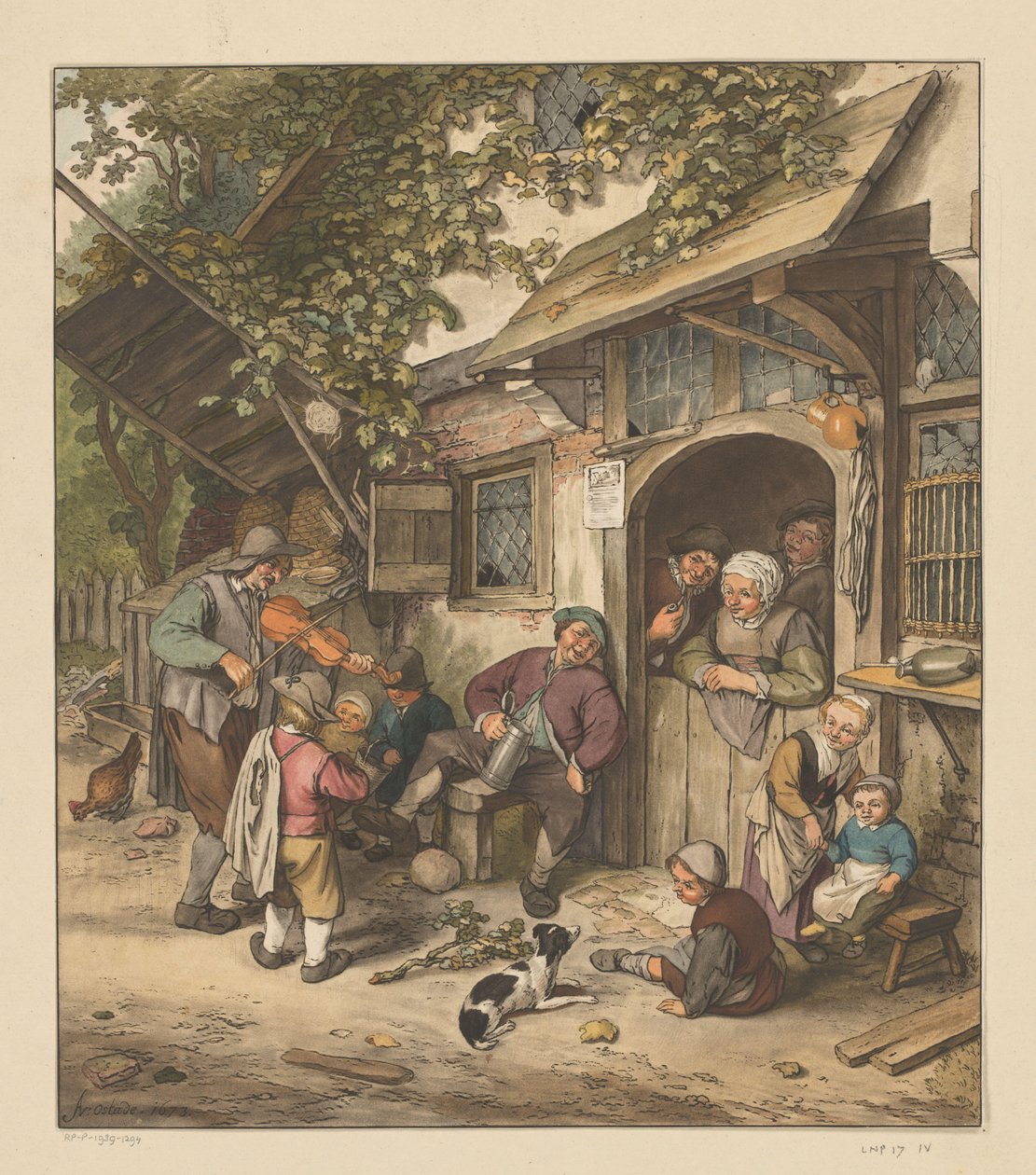 Violoniste devant une auberge - Cornelis Ploos van Amstel (signed by artist)