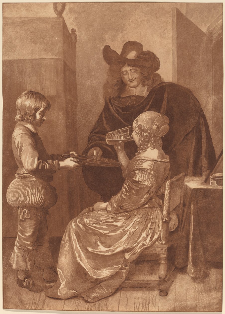 Cavalier et dame avec un page - Cornelis Ploos van Amstel