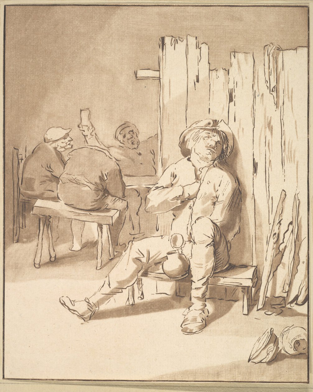 Fermier ivre dans une auberge, 1775 - Cornelis Ploos van Amstel