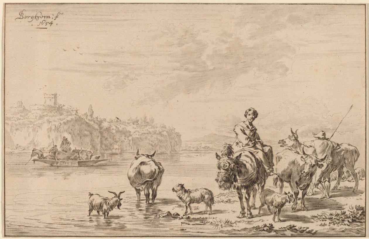 Femme assise sur une mule - Cornelis Ploos van Amstel