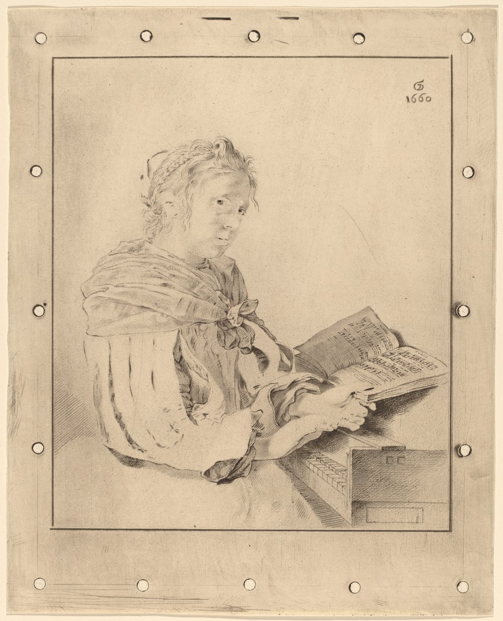 Jeune fille au clavier - Cornelis Ploos van Amstel