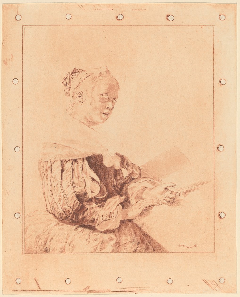 Jeune fille au clavier - Cornelis Ploos van Amstel