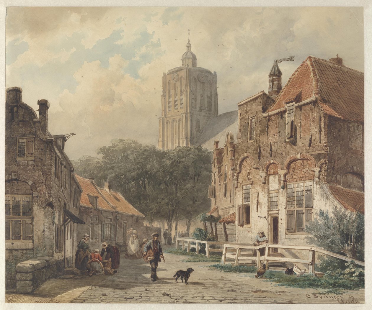 Une vue de la ville de Den Briel - Cornelis Springer
