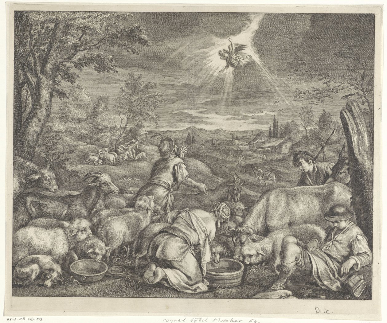 Abraham part pour Sichem / Annonce aux bergers - Cornelis Visscher (II)