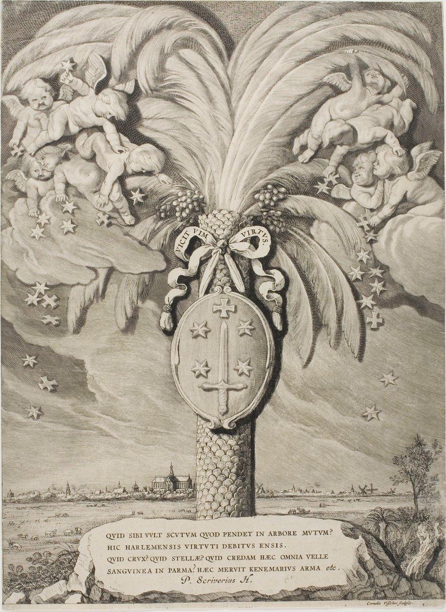Armoiries de Haarlem, page de fin des Comtes et Comtesses de Hollande, Zélande et Frise occidentale - Cornelis Visscher