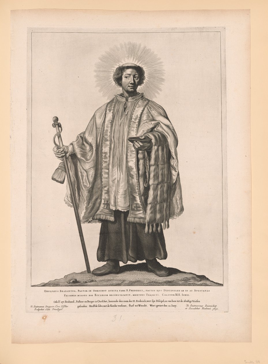 Saint Odulf, extrait de Saints des Pays-Bas du Nord et du Sud - Cornelis Visscher