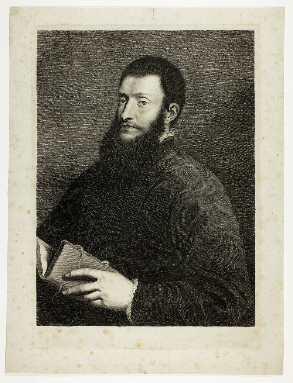 Portrait du poète Pietro Aretino, tiré du Cabinet Reynst ; Variarum imaginum a celeberrimis artificibus pictarum Caelaturae (Cabinet Reynst : Gravures de diverses images peintes par des artistes célèbres) - Cornelis van Dalen II