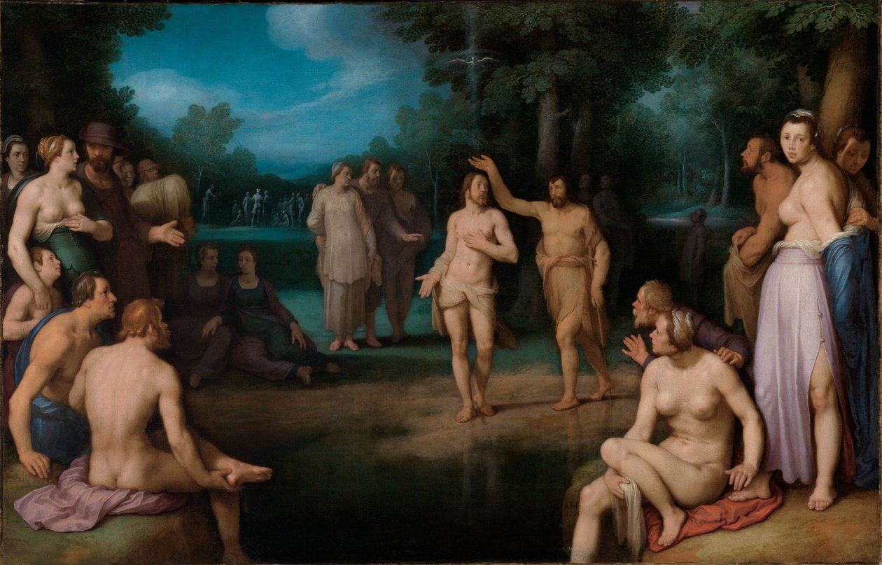Allemand : Taufe Christi Baptême du Christ - Cornelis van Haarlem