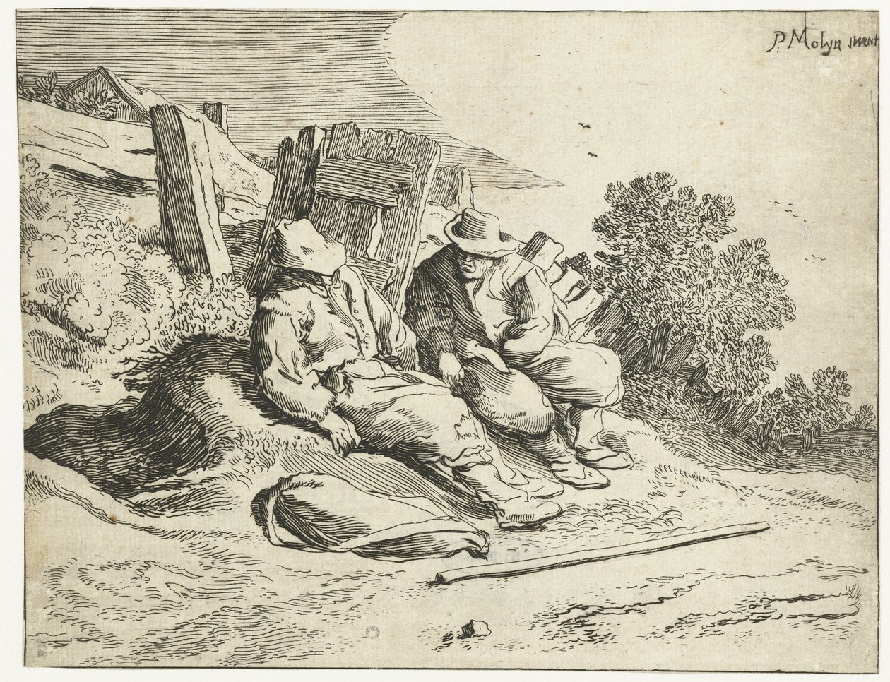 Paysans au bord de la route - Cornelis van Kittensteyn (attributed to)