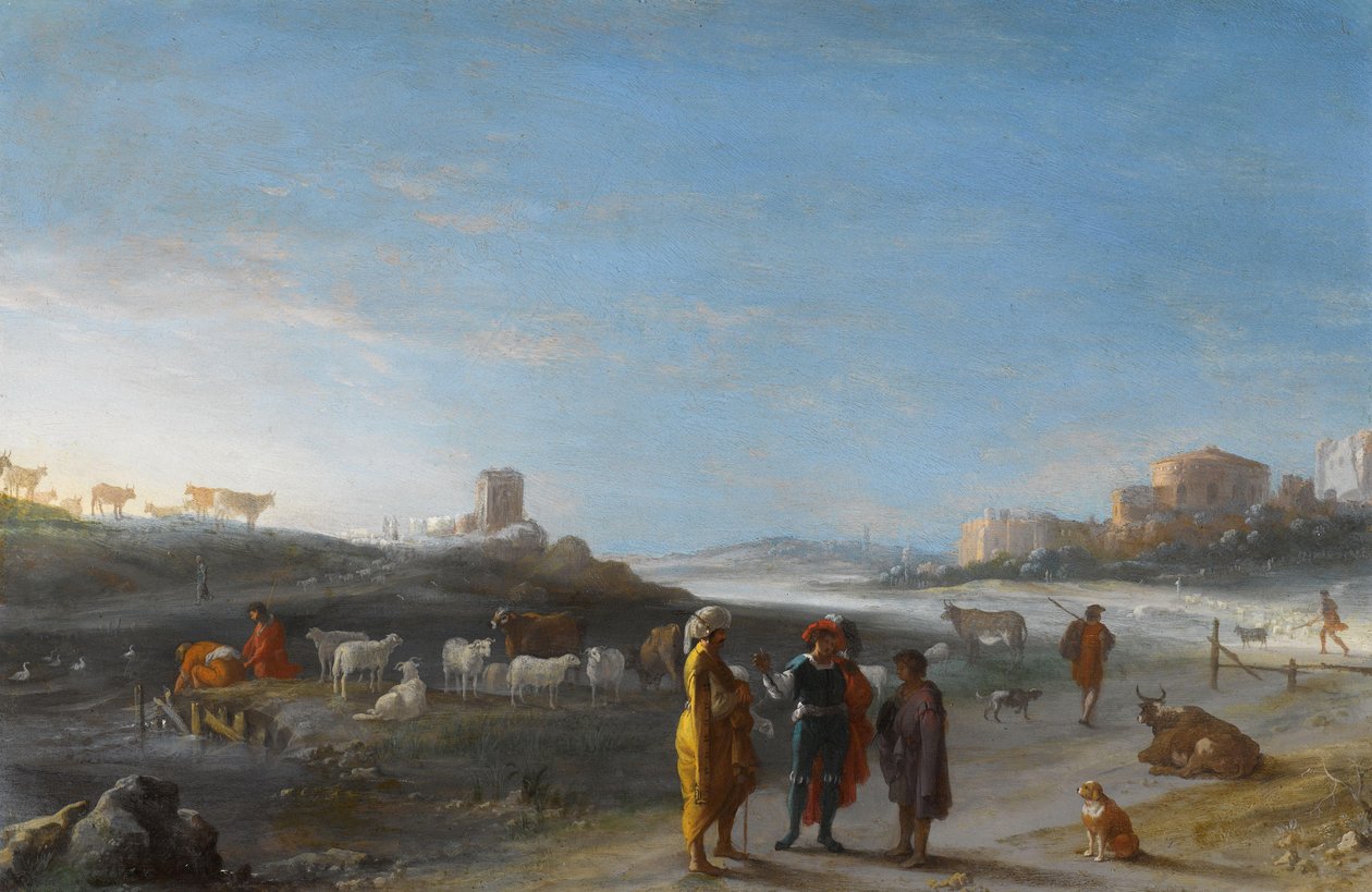 Paysage italianisant avec un sujet non identifié de l