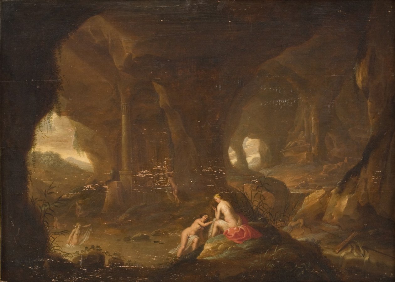 Nymphes se baignant dans un paysage - Cornelis van Poelenburch