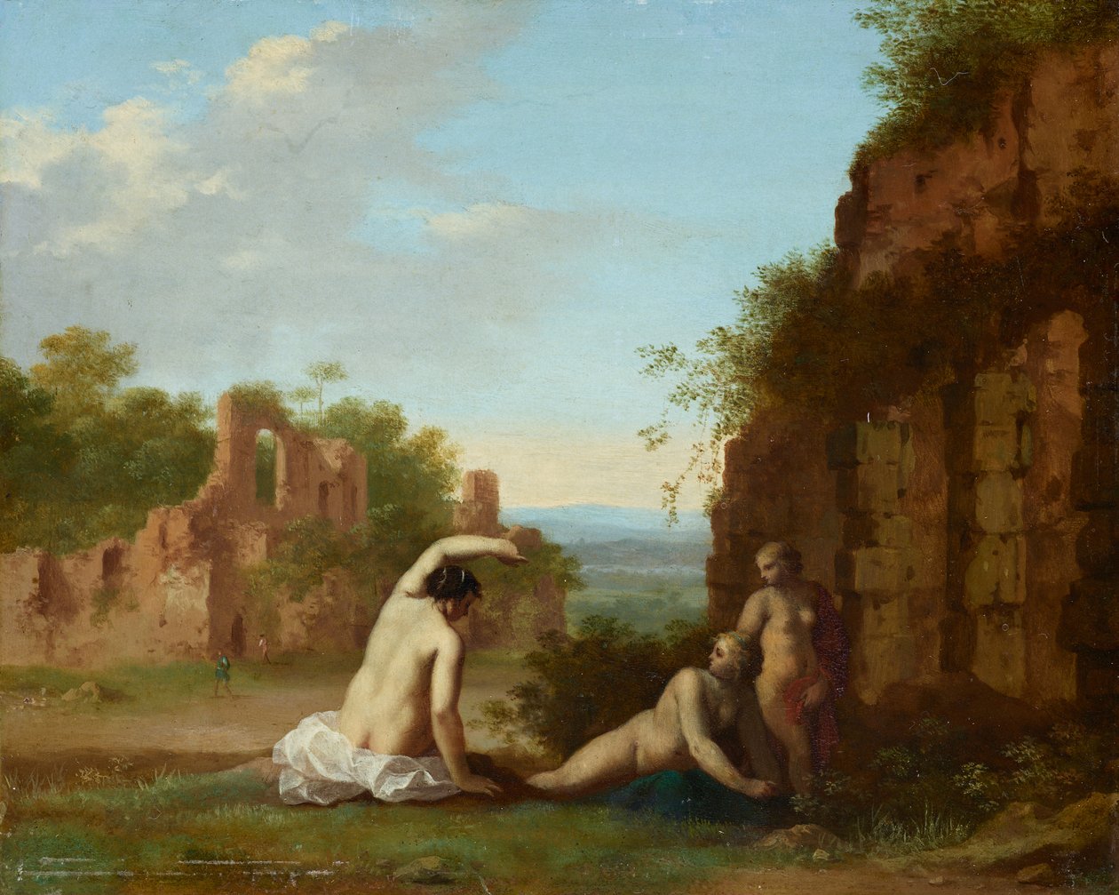 Paysage romain avec des nymphes - Cornelis van Poelenburch