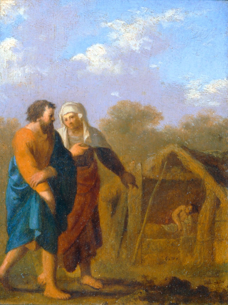 Sarah demande à Abraham de prendre Agar comme seconde épouse ... - Cornelis van Poelenburgh or Poelenburch