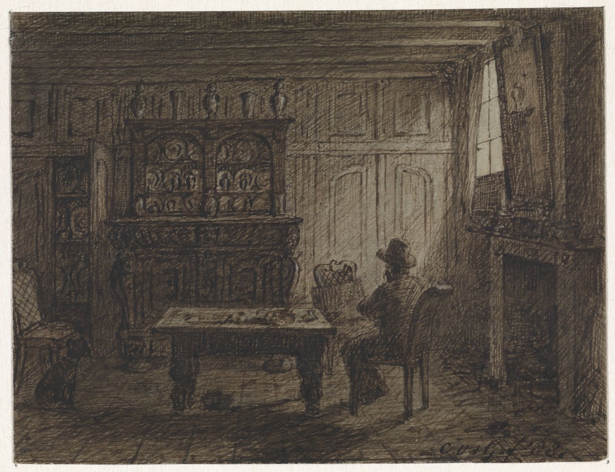 Homme assis dans une chambre - Cornelis van der Griendt