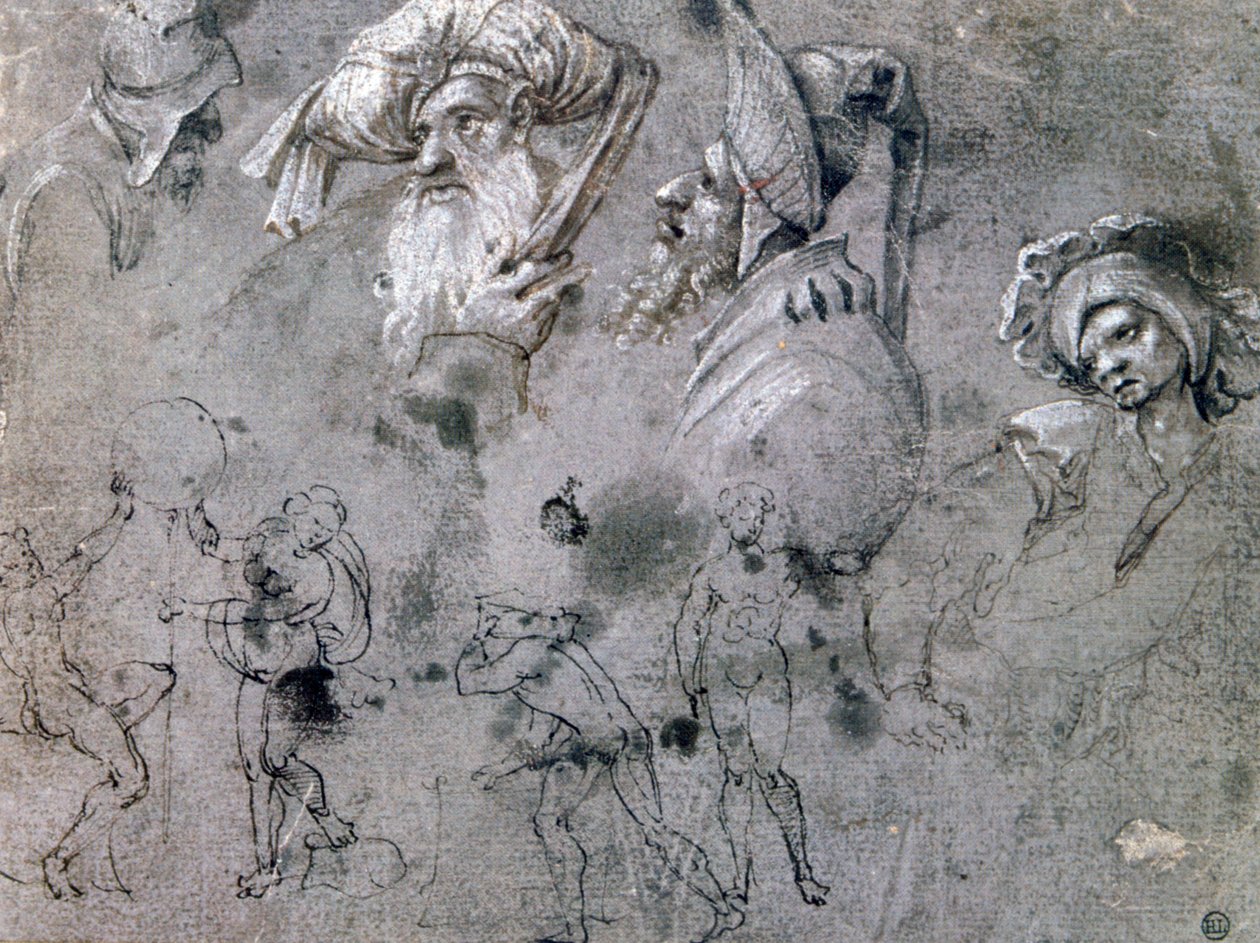 Étude avec têtes avec expressions, vers 1468-1533 - Cornelius Engebrechtsz