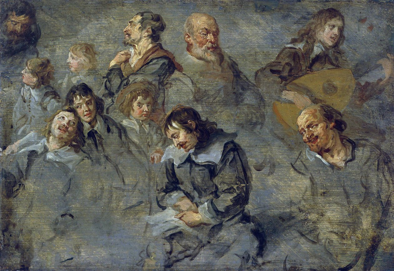 Études de têtes masculines - Cornelius I Schut