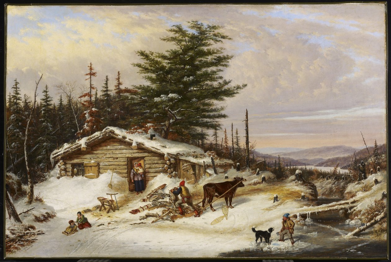 Maison en rondins du colon - Cornelius Krieghoff