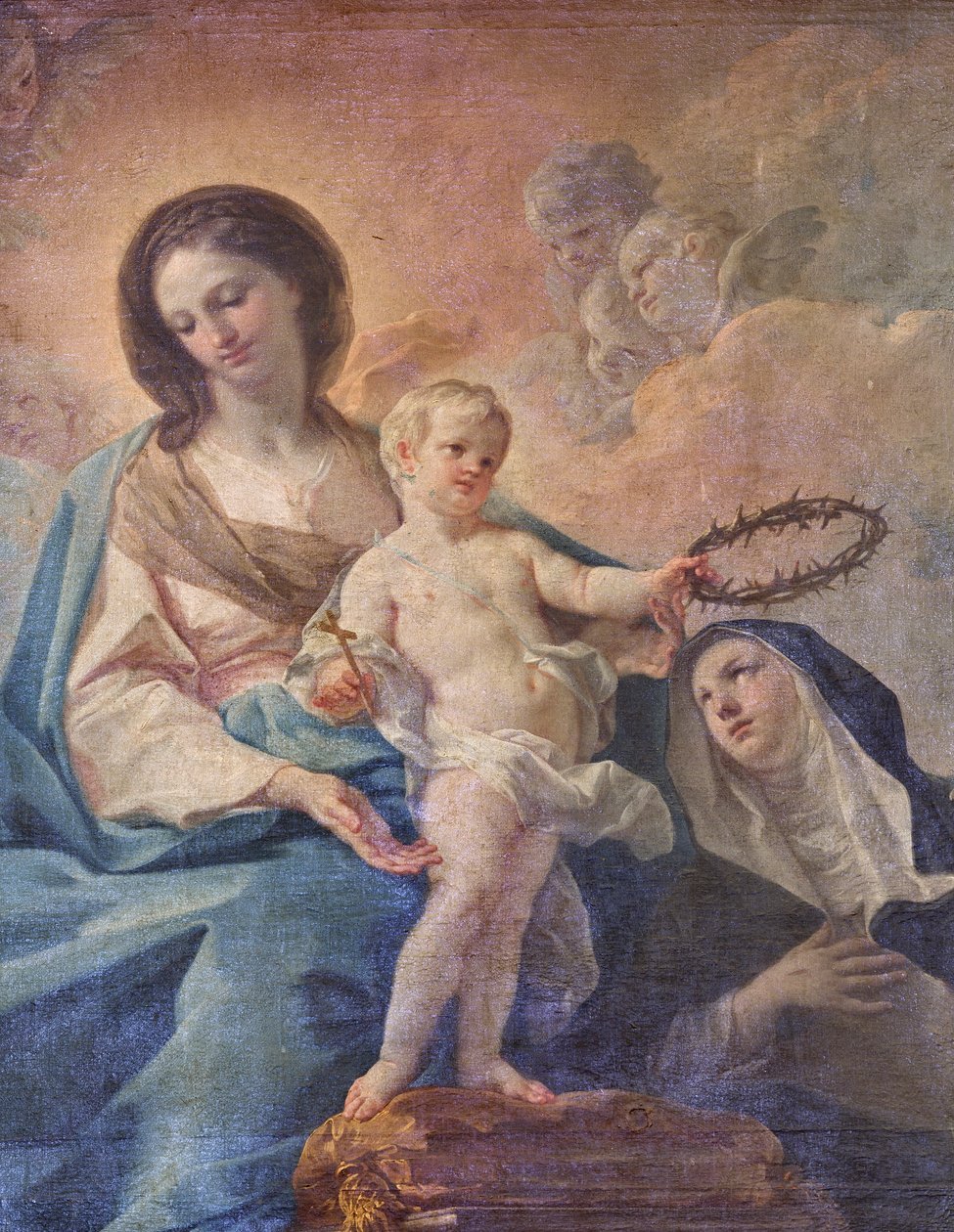 Église SS Salvatore, intérieur, autel du Rosaire, Notre-Dame du Rosaire, toile de Corrado Giaquinto (1703-1766), détail, Poggiardo, Lecce, Pouilles (photo) - Corrado Giaquinto