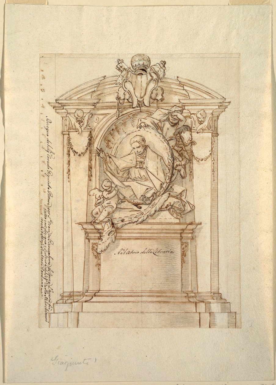 Dessin, projet de monument, vers 1750 - Corrado Giaquinto
