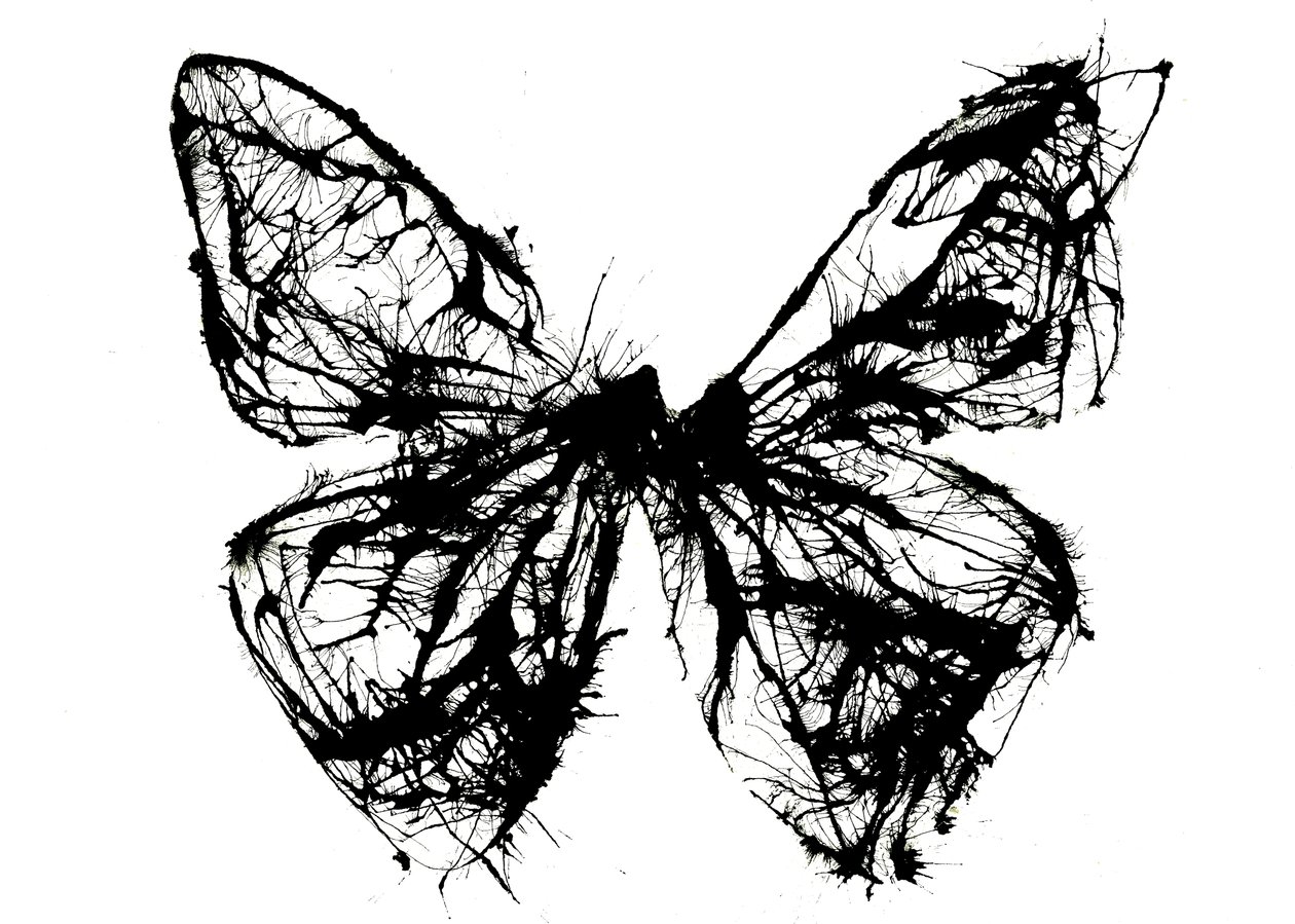 Papillon noir, 2021 (encre acrylique sur papier chiffon) - Courtenay Kusitor